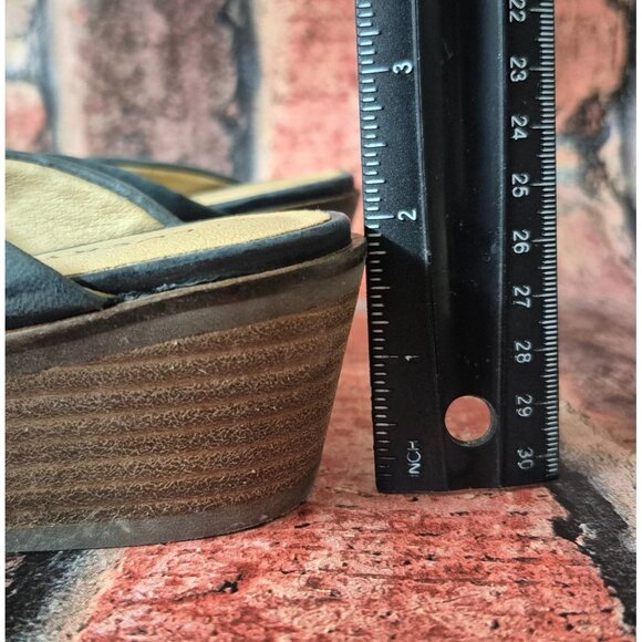 Lucky Brand Margrete Leather Mule Slide Light Gray Size 8.5 M Slip On Block Heal - Picture 6 of 10